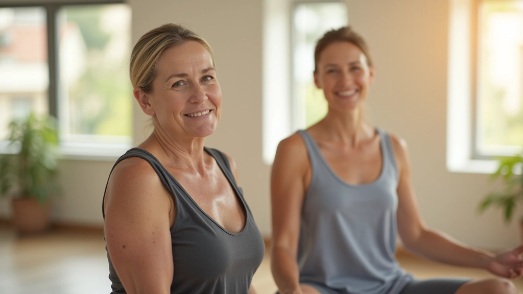 Grupo de pessoas numa aula de ioga numa sala luminosa e tranquila